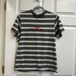 HUF Gray and White Striped Tee